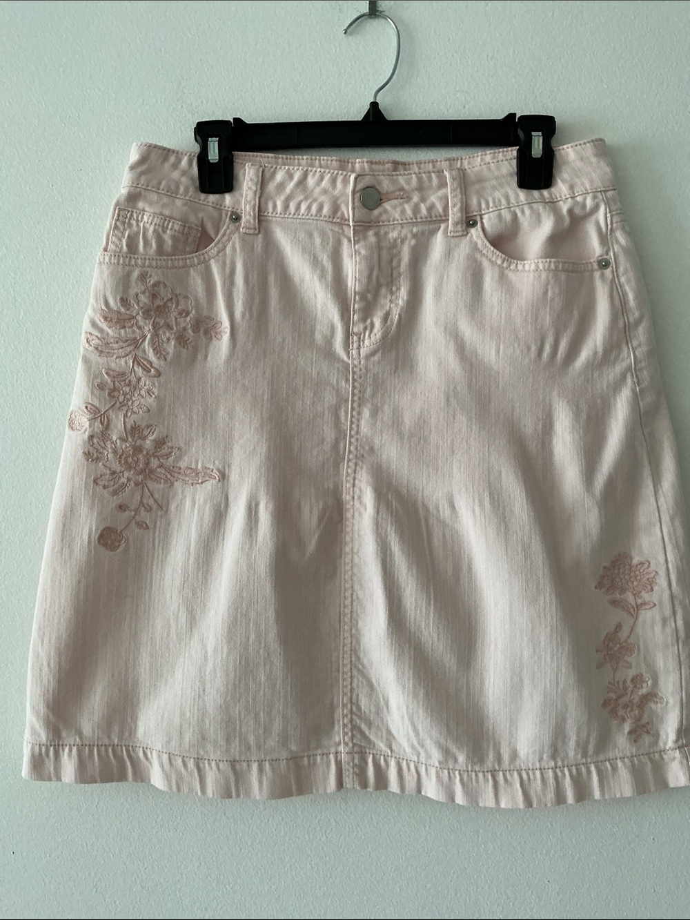 Westport Embroidered Jean Skirt Peach Sz 4